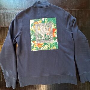 Michael Kors Men's Navy Full-Zip Sweater Jacket With Tropical Back Design